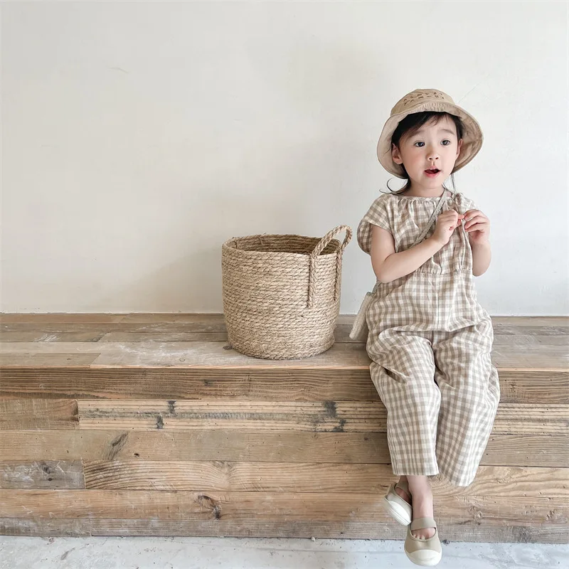 아기 소녀 격자 무늬 작업복 어린이 민소매 Playsu - Baby Summer Linen Sleeveless Jumpsuit 리뷰 및 가격