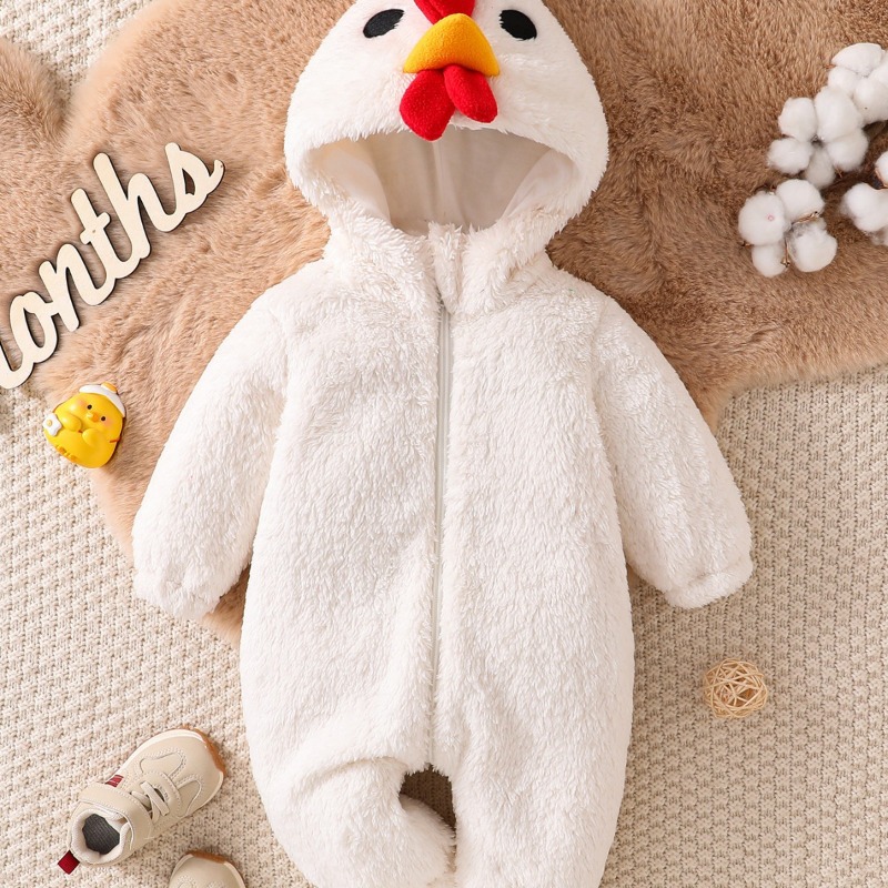 신생아용 흰색 닭 모양 후드 롬퍼 바디수트 점프수트 유 - Cotton Baby Onesies Zipper 리뷰 및 가격