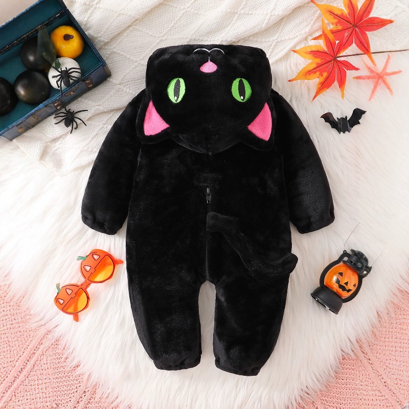 신생아용 블랙 핑크 고양이 후드 롬퍼 바디수트 점프수트 - Cotton Baby Onesies Zipper 리뷰 및 가격
